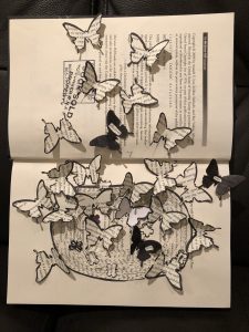 Altered books butterflies in a pit